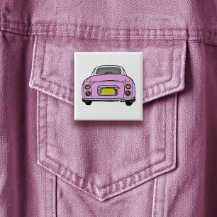 Badge Carré 5 Cm Figarations Jote Candy rose Figaro Bouton Badton