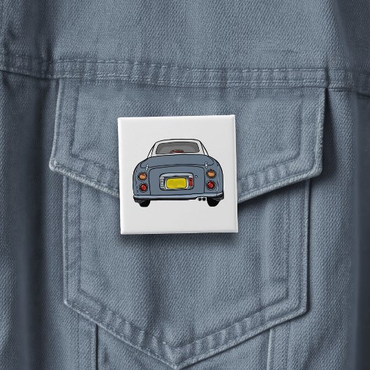 Badge Carré 5 Cm Figarations Lapis Gris Figaro Bouton de voiture Ba