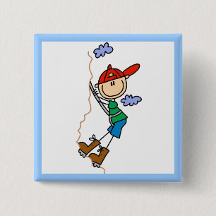 Badge Carré 5 Cm Figure Bâton Escalade Rocailleuse