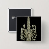 Badge Carré 5 Cm Figure de la déesse indoue Kali (Devant & derrière)