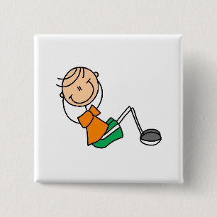 Badge Carré 5 Cm Figures bâton exerçant T-shirts et Cadeaux