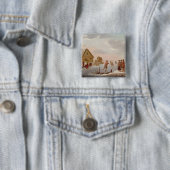Badge Carré 5 Cm Figures patinage dans un paysage d'hiver (En situation)