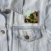 Badge Carré 5 Cm Figures sur un canal, Amsterdam (huile sur le (En situation)