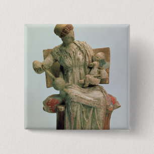 Badge Carré 5 Cm Figurine d'Aphrodite jouant avec l'eros