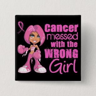 Badge Carré 5 Cm Fille 1 de combat de cancer du sein