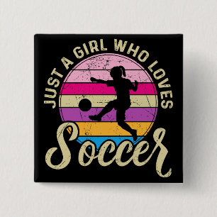 Badge Carré 5 Cm Fille Aime Football Coucher de soleil coloré