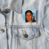 Badge Carré 5 Cm Fille amérindienne (En situation)