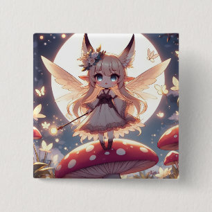 Badge Carré 5 Cm Fille Anime Pixie Hippie Lune Fée