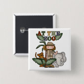 Badge Carré 5 Cm Fille au zoo (Devant & derrière)