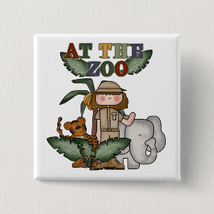 Badge Carré 5 Cm Fille au zoo