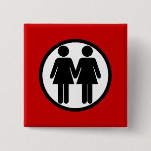 Badge Carré 5 Cm Fille + Bouton rouge de fille