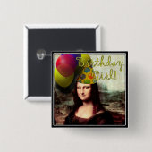 Badge Carré 5 Cm Fille d'anniversaire Mona Lisa (Devant & derrière)