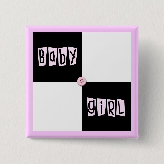 Badge Carré 5 Cm Fille de baby shower (Devant)