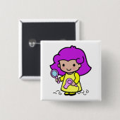 Badge Carré 5 Cm Fille de coiffeur (Devant & derrière)