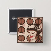 Badge Carré 5 Cm fille de Derby de rouleau (Devant & derrière)