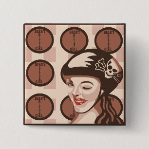 Badge Carré 5 Cm fille de Derby de rouleau