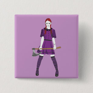 Badge Carré 5 Cm Fille de hache