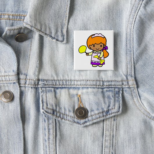 Badge Carré 5 Cm Fille de nettoyage (En situation)