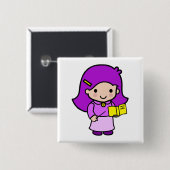 Badge Carré 5 Cm Fille de professeur (Devant & derrière)