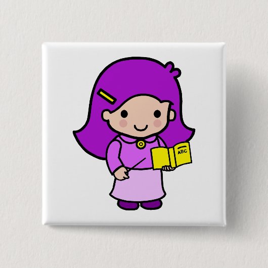 Badge Carré 5 Cm Fille de professeur (Devant)