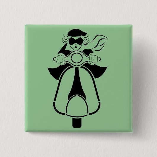Badge Carré 5 Cm Fille de scooter (Devant)