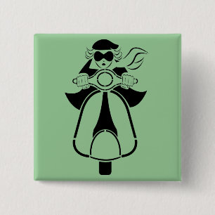 Badge Carré 5 Cm Fille de scooter