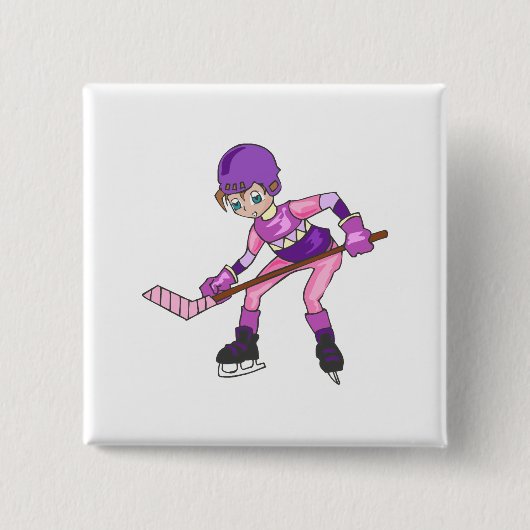 Badge Carré 5 Cm Fille d'hockey d'Anime (Devant)