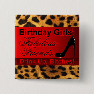 Badge Carré 5 Cm Fille fabuleuse stylet d'anniversaire d'amis de