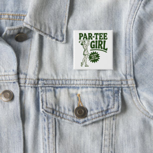 Badge Carré 5 Cm Fille golfeuse drôle Par Tee Fille pour les amateu