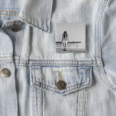 Badge Carré 5 Cm Fille inquiète (En situation)