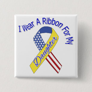 Badge Carré 5 Cm Fille - je porte un patriotique militaire de ruban