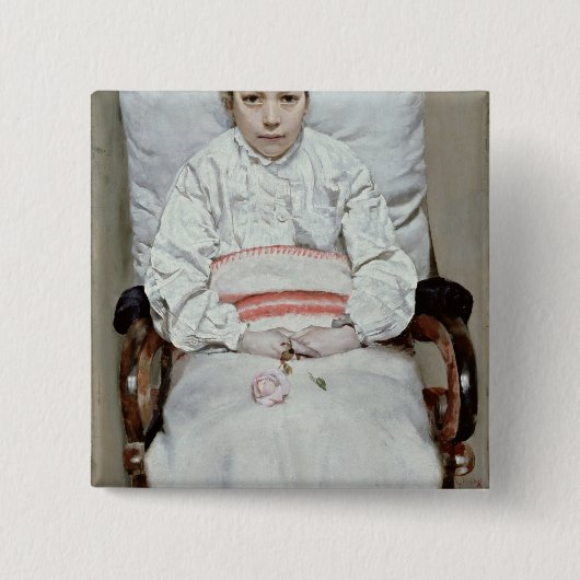 Badge Carré 5 Cm Fille malade (Devant)