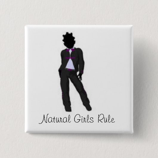 Badge Carré 5 Cm Fille naturelle (Devant)