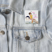 Badge Carré 5 Cm Fille Pin- 2012 de Romney (En situation)