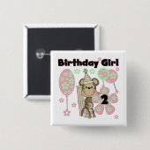 Badge Carré 5 Cm Fille Singe Avec Cadeaux 2e T-shirts d'anniversair (Devant & derrière)