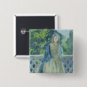 Badge Carré 5 Cm Fille sur Balcony, 1900 (Devant & derrière)