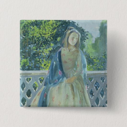 Badge Carré 5 Cm Fille sur Balcony, 1900 (Devant)
