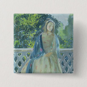 Badge Carré 5 Cm Fille sur Balcony, 1900