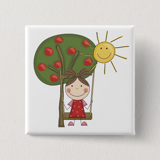 Badge Carré 5 Cm Fille sur le T-shirts et les cadeaux d'oscillation (Devant)