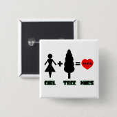 Badge Carré 5 Cm Fille+Tree=Hugs (Devant & derrière)
