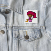 Badge Carré 5 Cm Fille vétérinaire (En situation)