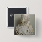 Badge Carré 5 Cm Fille voilée (marbre) (Devant & derrière)