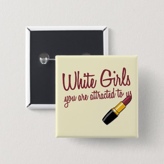 Badge Carré 5 Cm Filles blanches (Devant & derrière)