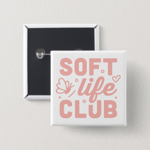 Badge Carré 5 Cm Filles du club de la vie douce rose