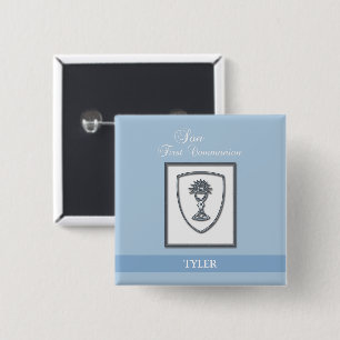 Badge Carré 5 Cm Fils, Calice en Argent pour Première Communion