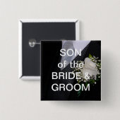 Badge Carré 5 Cm Fils des jeunes mariés (Devant & derrière)