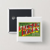 Badge Carré 5 Cm Finger Lakes New York (Devant & derrière)