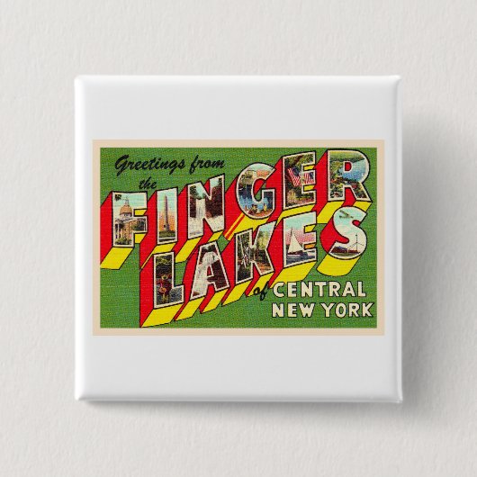 Badge Carré 5 Cm Finger Lakes New York (Devant)