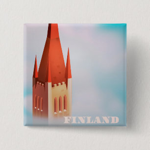 Badge Carré 5 Cm Finland church travel poster