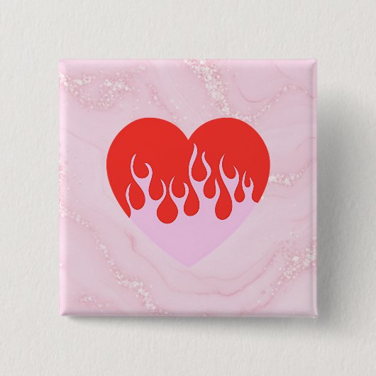 Badge Carré 5 Cm Fire Heart (Devant)